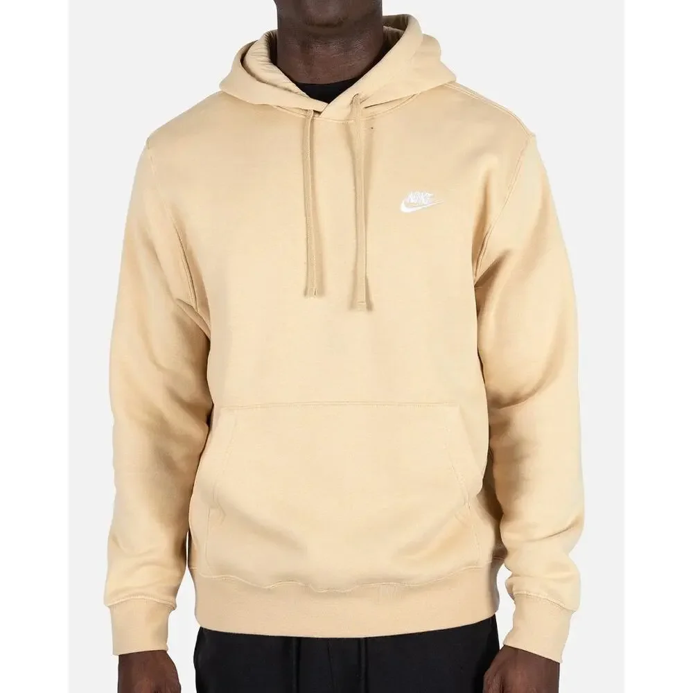 Nike NSW Club Fleece Pullover Hoodie in Gold / Beige